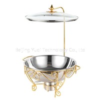 Kommerzieller 4,5L Vergoldeter Edelstahl 201 Chafing Dish - Luxuriöser Buffet-Speisenwärmer mit 24-Stunden-Heizung für Hotel-Catering