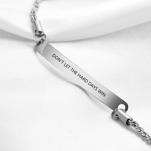 Heart-shaped <b>Engraved</b> Bracelet 5mm Gold Silver Don't Let the Hard Days Win Unisex Gift Jewelry - Product Image 4