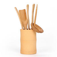 Ensemble de six ustensiles de thé GongFu écologiques en bambou : cuillère, pinces, aiguille à thé Detong, entonnoir – Classique et simple