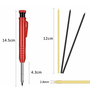 Juego de lápices de carpintero mecánico multiusos, lápices de carpintería de agujero profundo, marcador, herramienta de marcado con sacapuntas incorporado - Product Image 5