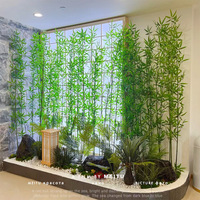 Paravent paysager artificiel d'extérieur/d'intérieur en bambou, mur végétal en plastique, cloison de cour d'hôtel, effet cascade