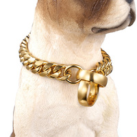 Ошейник-цепочка для собак Collar 001 Cubain, 14 мм, из новой нержавеющей стали, с покрытием из 18-каратного золота, для дрессировки, ошейник-ожерелье для домашних животных