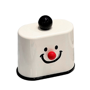 Porte-cure-dents en forme de visage souriant, boîte de rangement de bureau en plastique avec nez rouge et couvercle noir, pour la cuisine ou le salon - Product Image 5