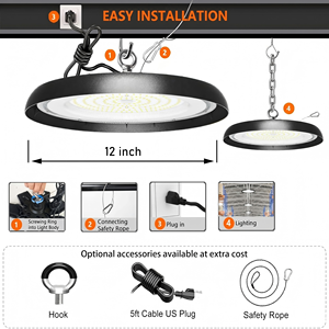Projecteur LED UFO à haut rendement 100W 150W 200W pour <span class=keywords><strong>éclairage</strong></span> <span class=keywords><strong>industriel</strong></span> et commercial d'<span class=keywords><strong>atelier</strong></span>, entrepôt, garage, usine - Product Image 6