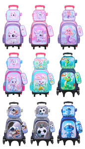 <span class=keywords><strong>Zaino</strong></span> scolastico a tre pezzi <span class=keywords><strong>in</strong></span> nylon e poliestere 3D per studenti delle scuole elementari, con ruote, traspirante, impermeabile e curvo. - Product Image 5