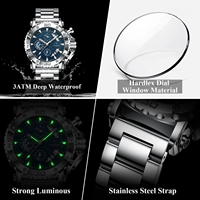 Jam Tangan POEDAGAR 892 Merek Ternama Mewah Dial Besar Bahan Stainless Steel Bercahaya Tahan Air Kronograf Tanggal Relogio Masculino