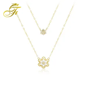 COLLAR COLGANTE de oro de 18k y 21k para mujer, gargantilla de joyería de oro sólido 9k14k