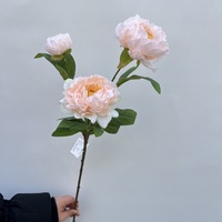Bunga Peony Buatan 3 Tangkai, Bunga Palsu Cantik untuk Dekorasi Ruang Tamu, Hiasan Meja, Buket, Meja Makan