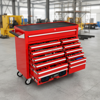 Chariot à outils mobile robuste à roulettes avec tiroirs utilitaires et armoire latérale, verrouillage centralisé, capacité de charge 300 kg, directement de l'usine
