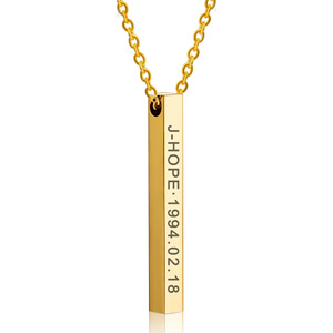 Collar Largo Personalizado de Acero Inoxidable BTS de 40 mm con Nombres y Fechas de Nacimiento, Joyería de Regalo Unisex - Product Image 4