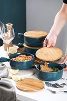2026 HOT Tortilla bol à soupe et marmite à ragoût Pot à soupe à l'oignon français avec couvercles en BAMBOU, pot de piment aux céréales en porcelaine bol à fromage à ragoût