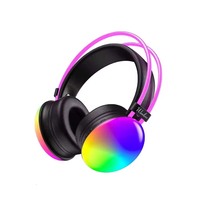 Casque Gaming Sans Fil à Éclairage LED Arc-en-Ciel, Stéréo Bluetooth avec Son Surround