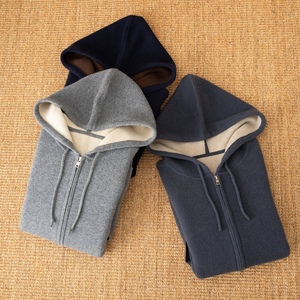 Maglione Invernale Casual da <span class=keywords><strong>Uomo</strong></span> con Cappuccio e Chiusura a Zip 100% <span class=keywords><strong>Cashmere</strong></span>, Lavorato a Maglia Rasata a Manica Lunga con Logo Personalizzabile - Product Image 5