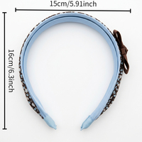 Serre-tête coréen en tissu bleu imprimé avec nœud, fait main, de haute qualité, personnalisable en couleur pour femme