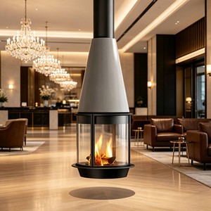 Cheminée artistique au design personnalisable pour un intérieur sur mesure, cadre en acier durable, cheminée artistique haut de gamme pour projet commercial - Product Image 2