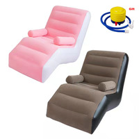 Canapé gonflable de camping en plein air en forme de S avec pompe, confortable pour la relaxation, fauteuil gonflable pliable