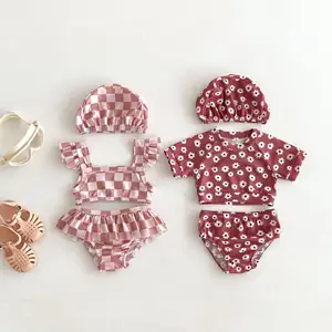 2024 INS fashion design little baby girls swimming suit infant toddler kids bath suit swim ware 3 pcs clothing sets 880