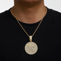 Personnalisable rond cercle solide bébé Angle en alliage de Zinc hommes diamant strass Hip Hop pendentifs bijoux à la mode