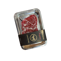Barquette d'emballage sous vide en PET jetable, durable et recyclable, avec bande de fixation, forme rectangulaire, pour steak