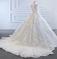 Robe de mariée en dentelle de mousseline de soie à paillettes NDA10110, manches longues, broderie florale, robe de mariée pour robe de bal