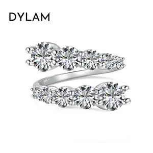 Dylam Best Selling Trendy Fine Jewelry Diamond Cz Cubic Zirconia Ring S925 Sterling Silver Snake Ring Open Ring For Wedding gift