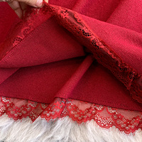 Robe décontractée en maille pour femme, élégante, à manches longues, en dentelle, col en V, coupe trapèze, longueur mi-mollet, pour les fêtes et le quotidien