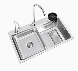 Stainless Steel Kitchen Sink Single Bowl with <b>Drain</b> <b>Rack</b> - Product Image 1