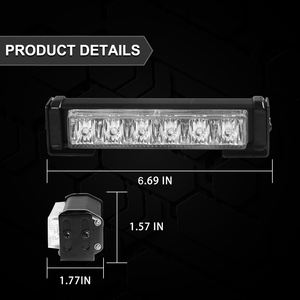 Barre lumineuse LED-316-1 ambre à 6 LED pour voiture, camion, avertissement d'urgence, clignotant de danger, lumière stroboscopique, conseiller de circulation, danger pare-brise - Product Image 5