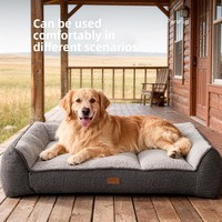 Canapé pour animaux de compagnie grand format, moderne, solide, imperméable, avec coussin de soutien 3 côtés en mousse à mémoire de forme, pour soulager les articulations des chiens, idéal pour le salon intérieur - Vente en gros