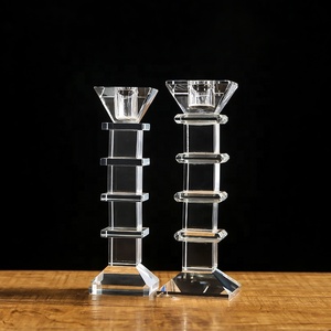 Commercio all'ingrosso k9 Nuovo Design intelligente in <span class=keywords><strong>bianco</strong></span> e nero Luce del Tè Mini tealight supporto di candela di cristallo di vetro unico candeliere di cristallo - Product Image 2