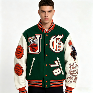 High Quality <strong>Mens</strong> Letterman <strong>Jackets</strong> Wool Blend <strong>Jacket</strong> Wool Leather Sleeves Custom Printed Embroidery <strong>Baseball</strong> Varsity <strong>Jacket</strong> - Product Image 2