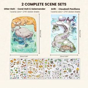 FX Kiss Cut Large Scene Sticker Sheet Set for Adults Teens Nature Fantasy Landscaping Kit Cards PET Sheets Die-cut Design - Product Image 2