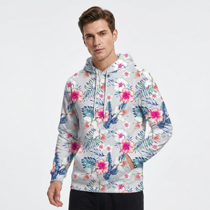 Men <b>Floral</b> Print Hoodie Sublimation Printed Regular Fit Casual Summer Wear Breathable Knitted Polyester Hooded <b>Sweatshirt</b> - Product Image 1