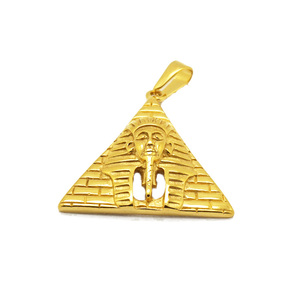 Ciondolo Re Egiziano Tut in Oro PVD, Ciondolo Regina Nefertiti in Acciaio Inox, Gioielli con Croce Ankh, Ciondolo Faraone per Donne - Product Image 5