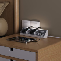 Multiprise allemande/coréenne 4 prises avec lumière LED et interrupteurs indépendants, 5V 3.4A ou PD30W avec USB et 2 ports Type-C