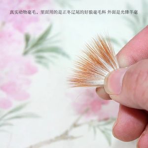 Pinceau <span class=keywords><strong>de</strong></span> calligraphie classique en poils <span class=keywords><strong>de</strong></span> loup <span class=keywords><strong>de</strong></span> haute qualité, fait main, double structure <span class=keywords><strong>de</strong></span> poils, élasticité supérieure [Pinceau violet Lingfeng] Délicat - Product Image 5