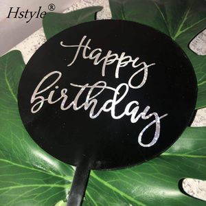 Commercio all'ingrosso trasparente 10cm di diametro decorazioni per torte acriliche macchina da taglio Laser personalizzato rotondo buon compleanno Cake Topper PQ253 - Product Image 4