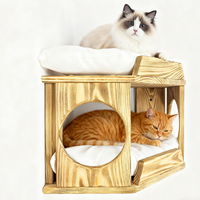 Hamac pour chat en bois écologique, montable, avec housse amovible et lavable, marches et étagère confortables pour votre ami à fourrure
