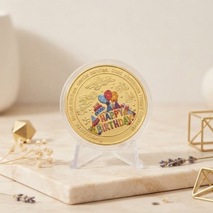 Moneta Commemorativa Placcata Oro '<span class=keywords><strong>Buon</strong></span> <span class=keywords><strong>Compleanno</strong></span>' con Smalto Colorato e Rilievo, con Custodia, Regalo Souvenir per Feste, Vendita all'Ingrosso - Product Image 3