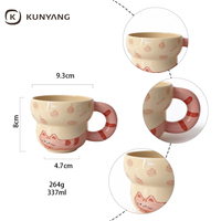 Mug en céramique de forme irrégulière, mignon, avec impression de dessin animé personnalisée, fabricant de mugs en céramique, OEM ODM, vente en gros