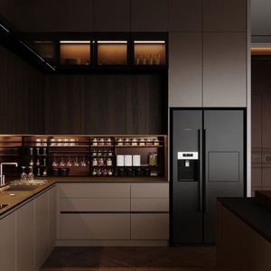 Muebles de Cocina Modernos para Apartamento, Gabinetes de Isla, Armario Modular, Estructura de Tablero de Melamina, Encimera de Acero Inoxidable, Fregadero - Product Image 4