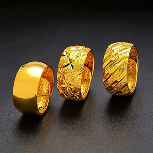 Trendiger Herren-Ehering, Großer Schmuckring, Vietnam Sandgold-Plattiert, Sternenregen-Design, Glänzender Verstellbarer <span class=keywords><strong>Ring</strong></span> - Product Image 2