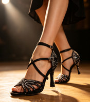 Chaussures de danse à strass pour femmes, chaussures de tango, salsa, danse latine, talons de danse de salon, semelles souples, sandales pour femmes, chaussures de mariage pour femmes