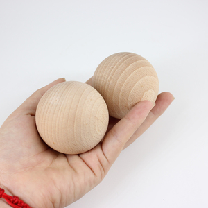 Penutup Botol Karaf dari Kayu Beech Alami 50mm, Bola Kayu Solid - Product Image 1