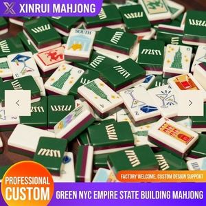 Juego de Mahjong Americano de Lujo Moderno en Acrílico Verde, 160 Fichas, Tema Empire State, Juego de Viaje Portátil con <span class=keywords><strong>4</strong></span> Soportes y Empujadores, OEM - Product Image 5