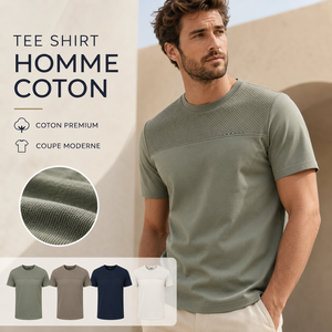 Camiseta de Hombre de Algodón con Cuello Redondo y Textura, Manga Corta, Informal, con Logotipo Personalizado, Premium, para Uso Diario - Product Image 1