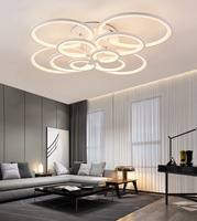Lustre suspendu LED multi-anneaux de style nordique, nouvelle lampe moderne à LED, luminaire suspendu, télécommande à intensité variable
