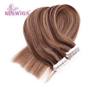 K.SWIGS Extensions de cheveux chinois à bandes adhésives qualité salon, 100% cheveux humains vierges Remy, double épaisseur, bandes PU, lisses et soyeuses - Product Image 2