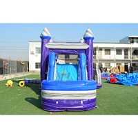 Château gonflable commercial avec toboggan aquatique et piscine, bannière amovible pour la location