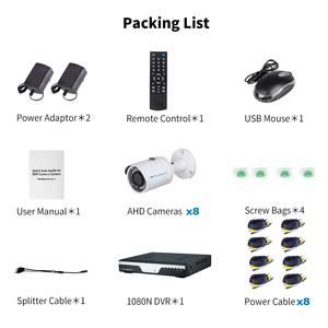 8 Kênh Cctv Hệ Thống <span class=keywords><strong>Camera</strong></span> 1080P <span class=keywords><strong>2</strong></span> <span class=keywords><strong>Megapixel</strong></span> 8 Cái An Ninh Ahd Máy Ảnh Dvr Kit - Product Image 6